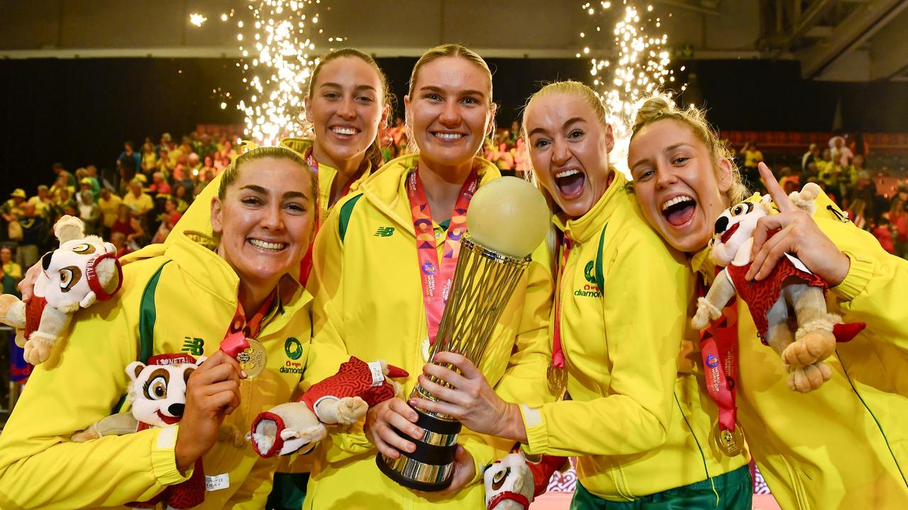 Australia’s trophy cabinet is now complete. (Photo by Ashley Vlotman/Gallo Images/Netball World Cup 2023 via Getty Images)