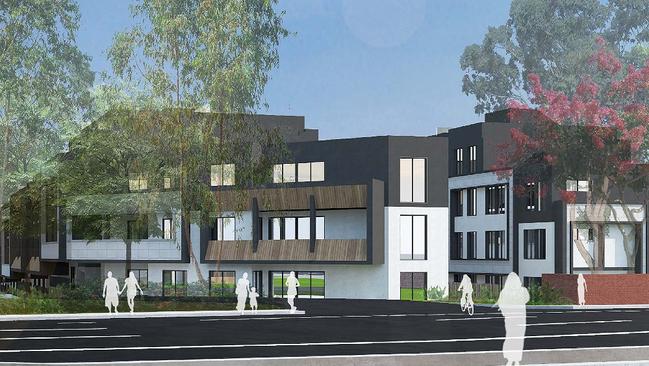 An artist's impression of the $35 million, 133-dwelling townhouse and apartment building development proposed for 855 Ferntree Gully Rd in Wheelers Hill, the site of the former gym Lifestyle Fitness.