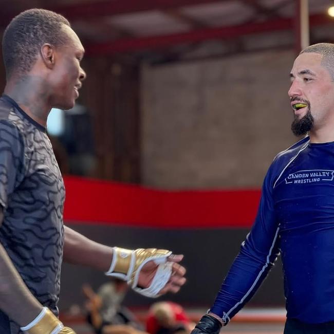 'Rivals one day, friends the next': Rob Whittaker training with Israel Adesanya. Picture: Instagram