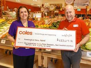 GENEROUS: Hummingbird House nurse practitioner Andrea Coe and Coles state general manager Jerry Farrell. Picture: Jared Vethaak