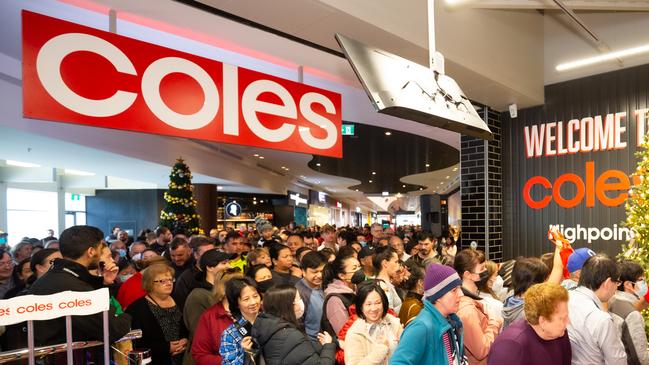 Wild scenes as shoppers flood new Melbourne Highpoint Coles store. Picture: Supplied