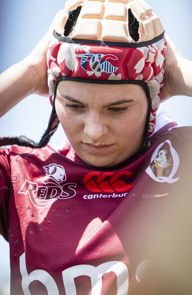 Taleah Ackland of Queensland Reds as Downs Rugby host Next Gen 7s at Toowoomba Sports Ground, Saturday, October 12, 2024. Picture: Kevin Farmer