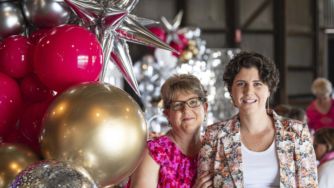 Cancer survivor Natasha Bamberry, pictured with mum Glenys Bamberry, was the guest speaker at the Pink High Tea for Toowoomba Hospital Foundation at The Goods Shed, Saturday, October 12, 2024. Picture: Kevin Farmer