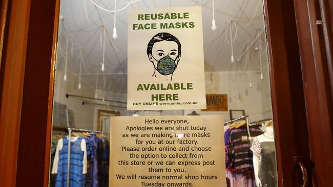 A shop in Melbourne is selling face masks. Picture: Darrian Traynor/Getty Images