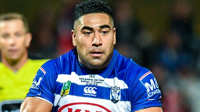 Danny Fualalo for the Canterbury-Bankstown Bulldogs at UOW Jubilee Oval in Sydney, Sunday, August 26, 2018. (AAP Image/Brendan Esposito)