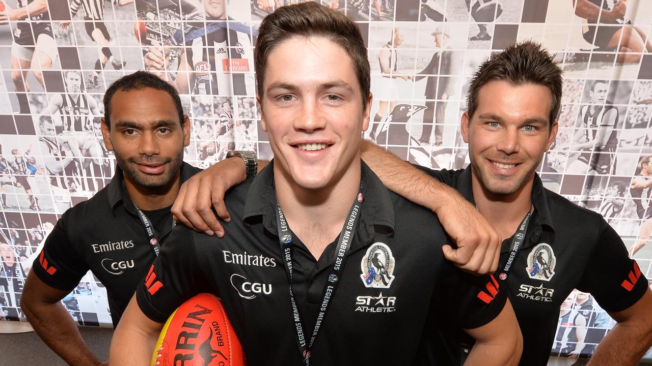 Jack Crisp, Levi Greenwood and Travis Varcoe joined the Pies in the same off-season. Picture: Rob Leeson