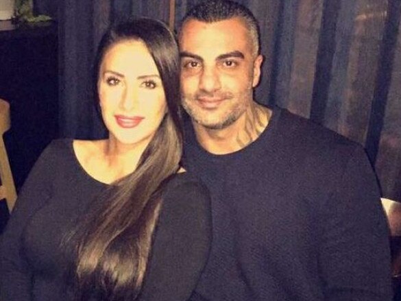 Former Comanchero boss Mahmoud “Mick” Hawi, pictured with wife Carolina Gonzalez, was shot dead as he sat in his car outside a Rockdale gym in February.