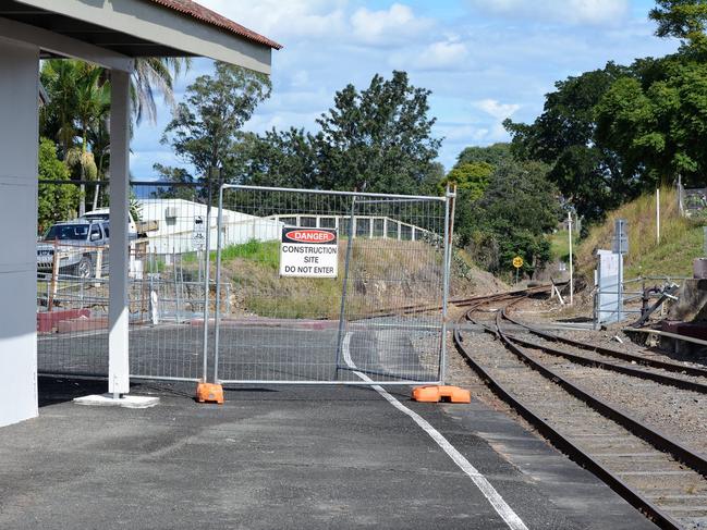 The empty space where the timber footbridge once stood.