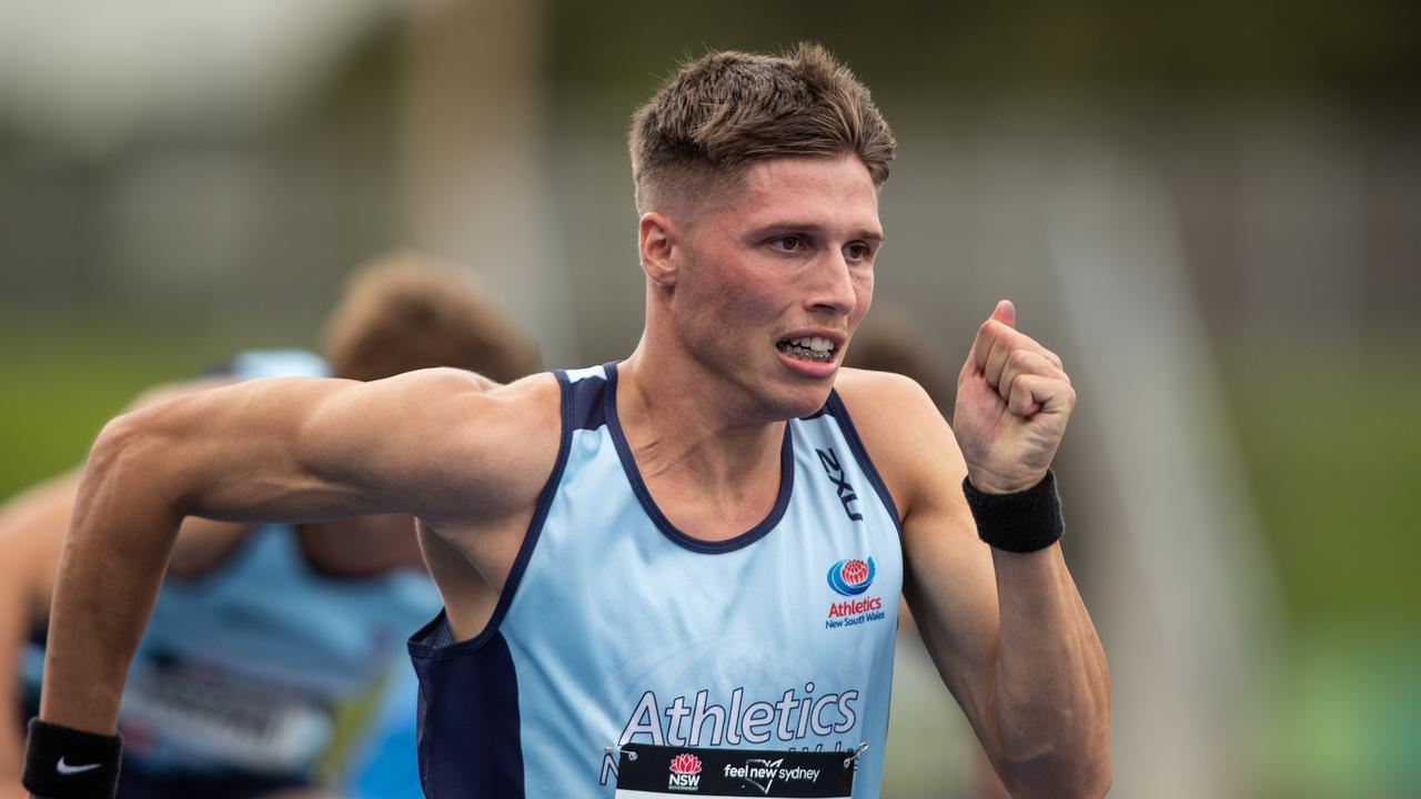 U20 110m Hurdles Final winner Mitchell Lightfoot from Largs at the nationals.