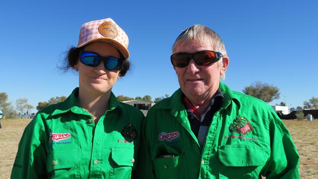 Father and daughter Kirby and Steven Simmons travelled to Finke all the way from Broken Hill. Picture: Gera Kazakov