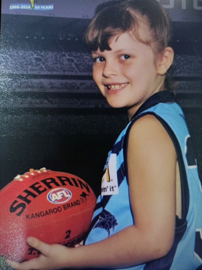 Freyja Atkins, a Wynnum Vikings junior who played her 100 junior match with the Coorparoo under-17s recently.