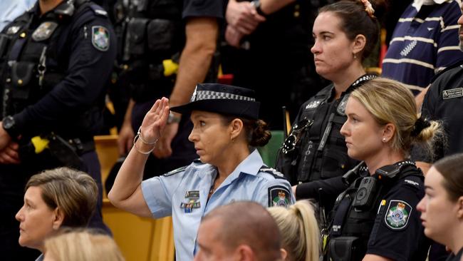 Police memorial serive fro Constable Rachel McCrow and Constable Matthew Arnold at the Townsville Stadium. Picture: Evan Morgan