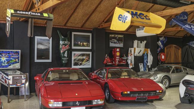 Classic cars and F1 wings including Ayrton Senna’s hangs in what was the old restaurant. Picture: Nick Clayton