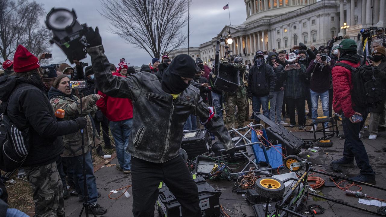 Demonstrators wreak havoc outside the Capitol after a deadly siege inside. Picture: Getty Images