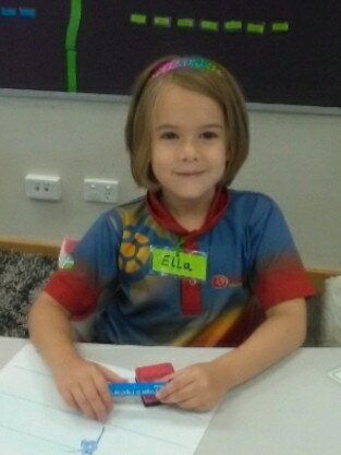 Ella Munckron on her first day of school