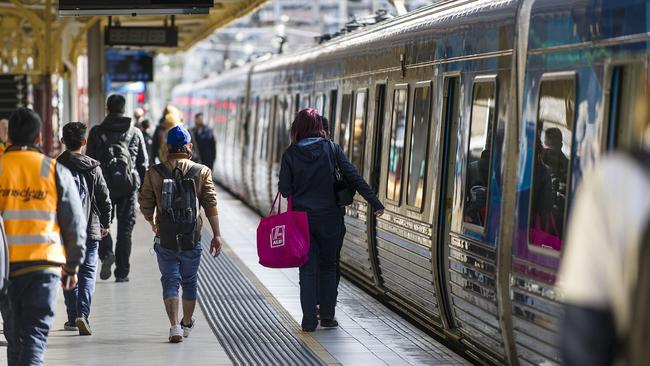 Trains Moving Again. Melbourne's train network is moving again at Flinders Street Station as members of the Rail, Tram and Bus Union members who work for Metro Trains end their strike action. Picture: Eugene Hyland