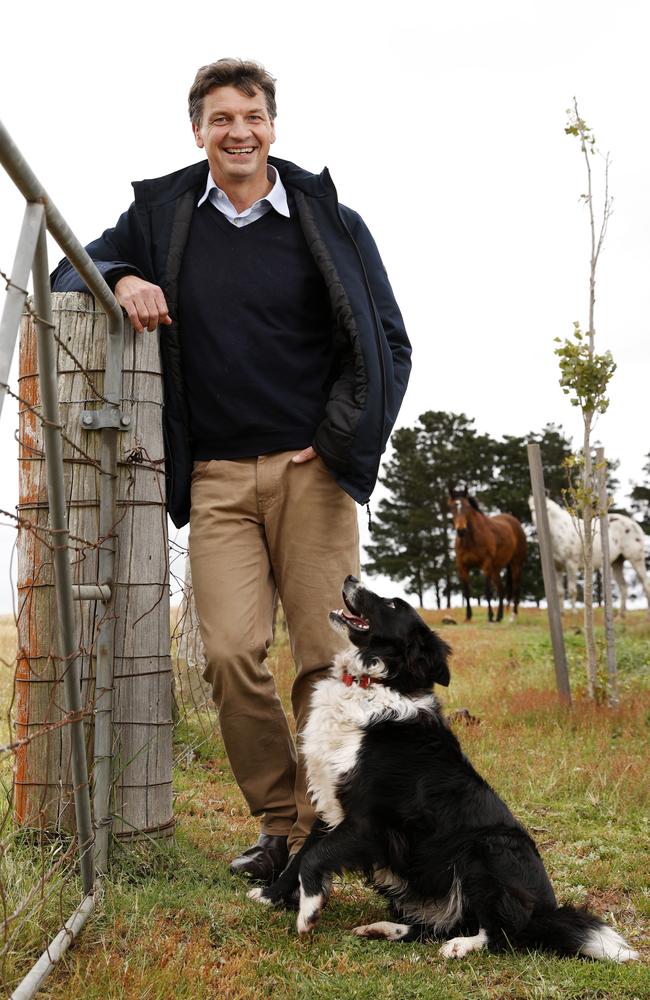 Angus Taylor at home on his farm near Goulburn. Picture: Jonathan Ng