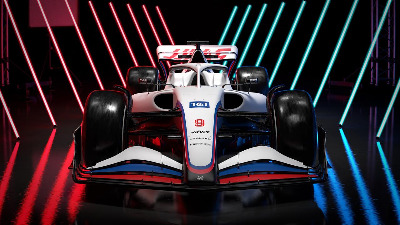 A render of the 2022 Haas F1 car.