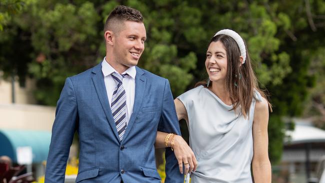 Alix Vanny and Connor Norris love dressing up for The Everest race day. Picture: Julian Andrews