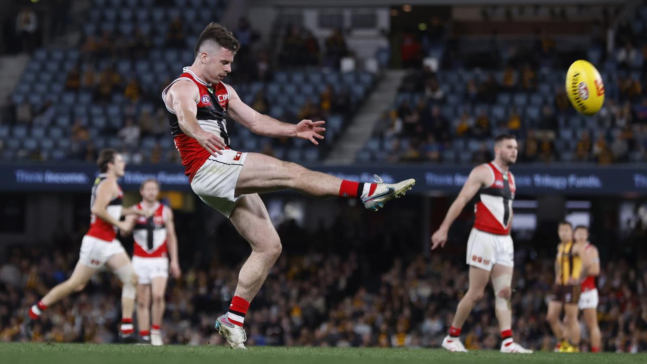 Jack Higgins and the Saints held their nerve against the Hawks. Picture: Darrian Traynor/Getty Images