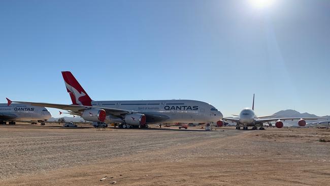 Qantas has retired two Airbus A380 aircraft in the Californian desert.