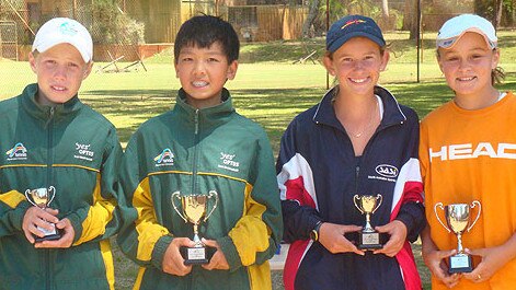 Barty (far right) at the Optus Spring Nationals as an under-12 with Josh Bray, Li Tu and Morgan Brand.