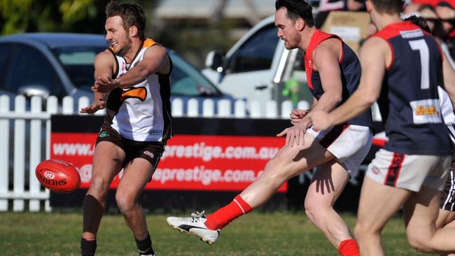 EDFL footy: Tullamarine and Craigieburn lock horns. Picture: Jamie Morey