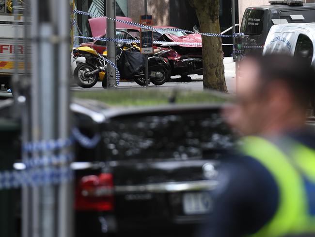 The smashed car. Picture: AAP