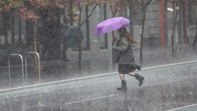 Rain lashed the city on Monday. Picture: Brett Hartwig.
