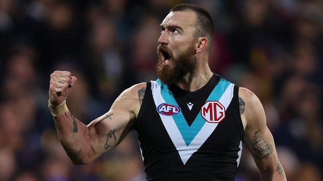 Charlie Dixon faces a race against time to be ready for finals. Picture: Sarah Reed/AFL Photos via Getty Images.