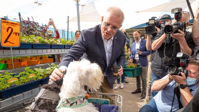 Scott Morrison at a Bunnings t store in Perth on Monday. Picture: Jason Edwards