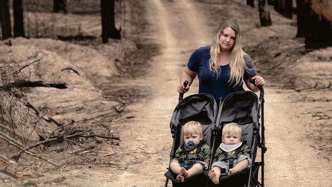 Theresa McGovern and her twin boys. Picture: Nic Walker