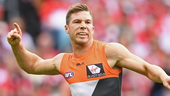 Giants best-and-fairest Toby Greene has a hug finals series. Picture: Getty Images