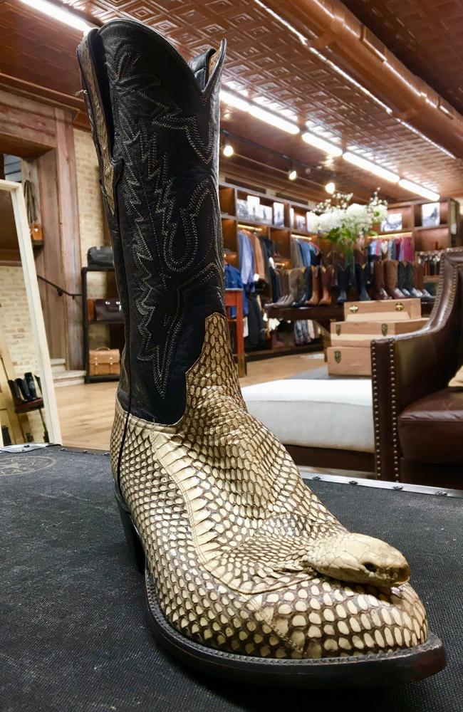 snakeskin boots with snake head