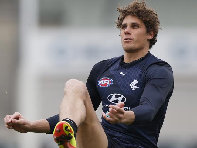 Charlie Curnow is on thin ice. Picture: Michael Klein