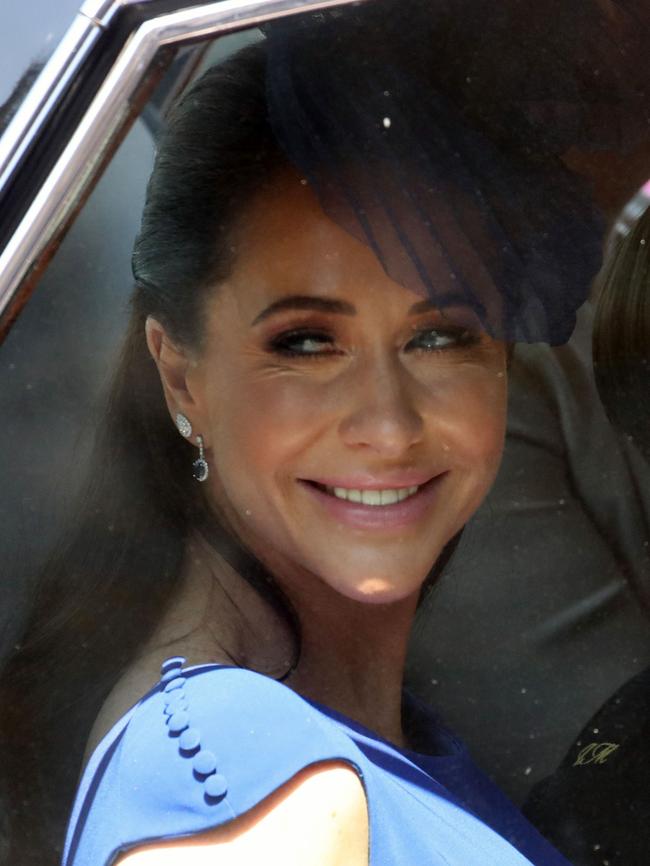 Canadian fashion stylist Jessica Mulroney arriving for the wedding of Meghan Markle and Prince Harry. Picture: AFP