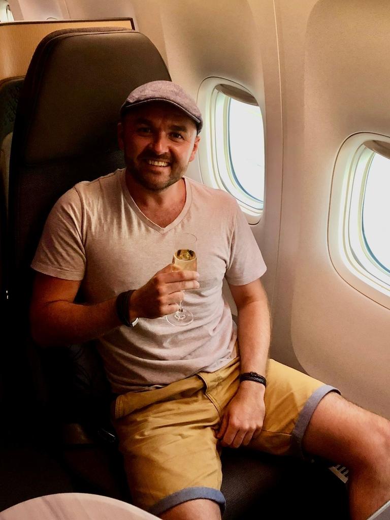 Sydneysider Andy Hutton, 40, is a Qantas Gold frequent flyer who flies in Business and First Class across the world on points. Picture: Supplied