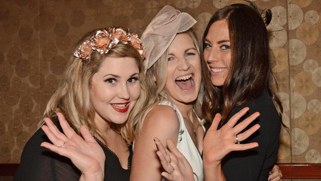 Simone Mulherin, Samantha Blackford and Lauren Fairhall at Melbourne Cup celebrations at the Surfers Paradise Marriott Resort. Picture: Regina King
