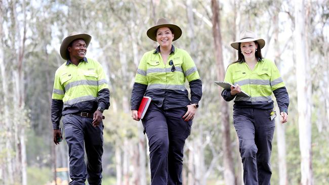 William Inonda, Azadeh Nia and Sarah Rowe Odour Abatement Taskforce at Swanbank Lake. The taskforce has cost $2.5 million since it was set up in the middle of 2018.