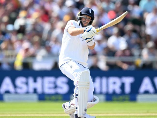 Joe Root pulls out the reverse ramp. Picture: Gareth Copley/Getty Images.