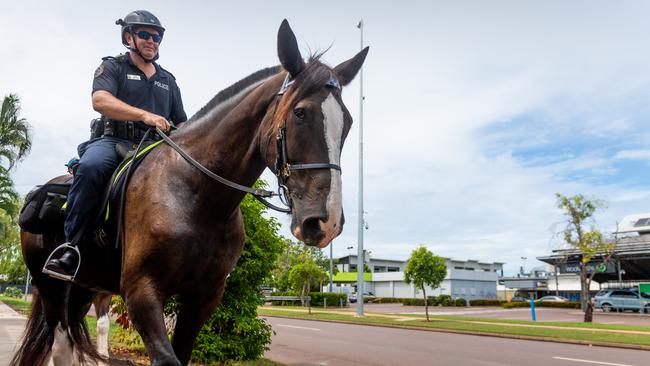 Mounted Police in Karama in March, following the alleged sexual assault of a three-year-old child in the suburb. Picture: Che Chorley