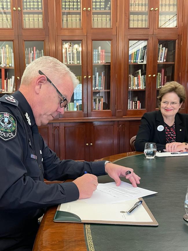Police Commissioner Grant Stevens revokes the Major Covid-19 Emergency Declaration after 793 days. Picture: Chris Picton