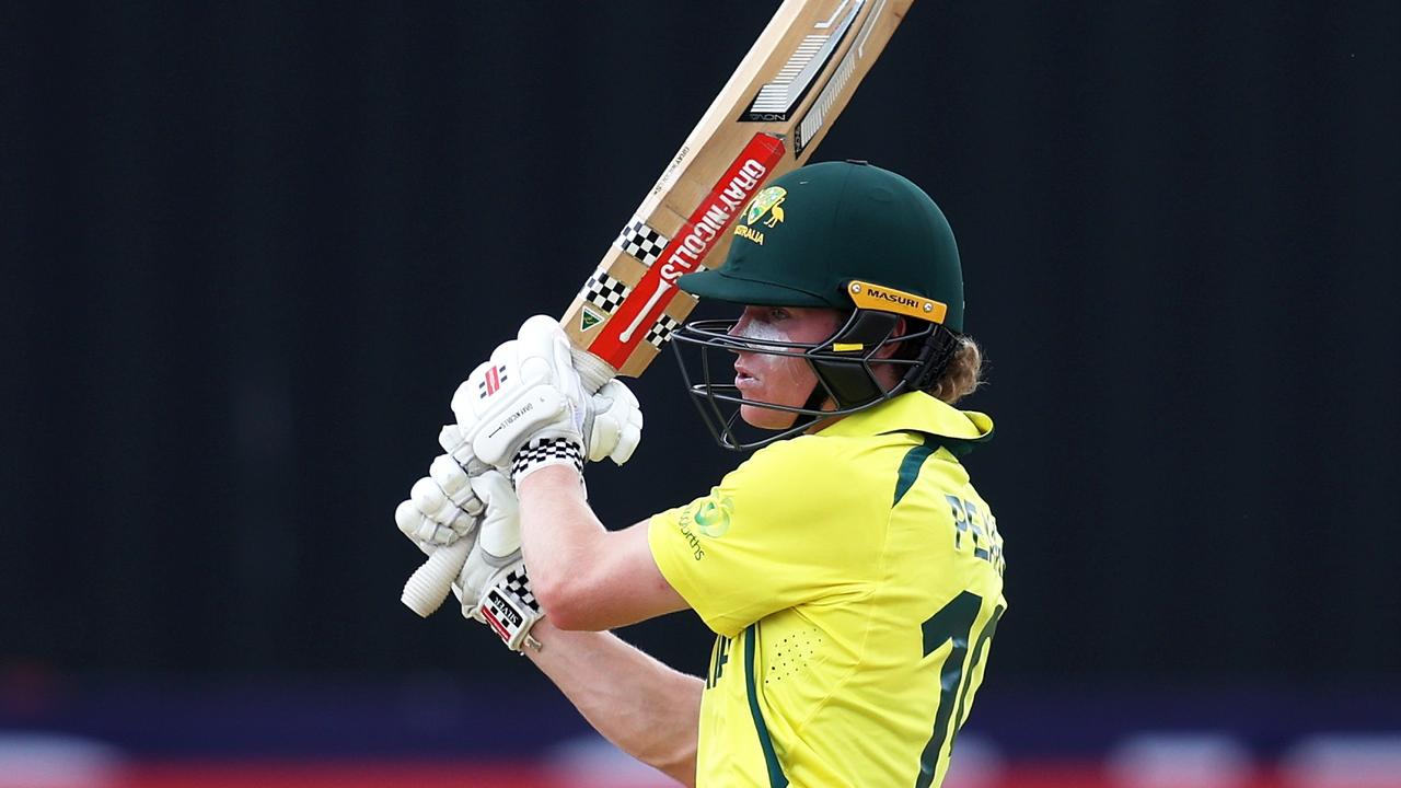 Oliver Peake made 25 off 28 balls for Australia against England at the under-19 World Cup in South Africa. Picture: Matthew Lewis-ICC/ICC via Getty Images.