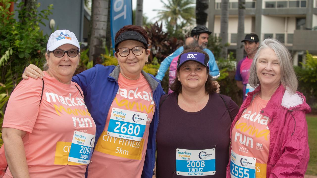 Kathy Douglas, Jo Stark, Jeannette Archer and Yvette Iturbe at Mackay Marina Run Sunday 4 June 2023 Picture: Michaela Harlow