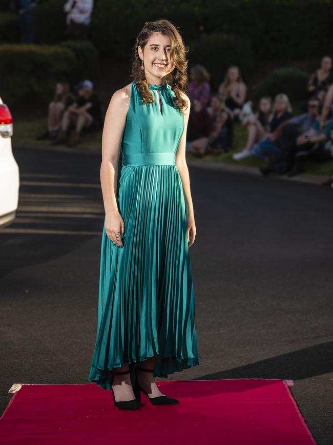 Madi King arrives at Harristown State High School formal at Highfields Cultural Centre, Friday, November 18, 2022. Picture: Kevin Farmer