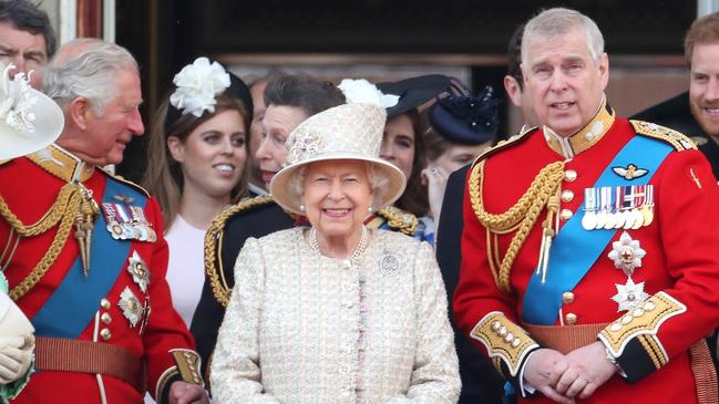 Prince Charles, Prince of Wales, the Queen and Prince Andrew, Duke of York, with other members of the Royal family during the Trooping of The Colour, the Queen's annual birthday parade, in June.