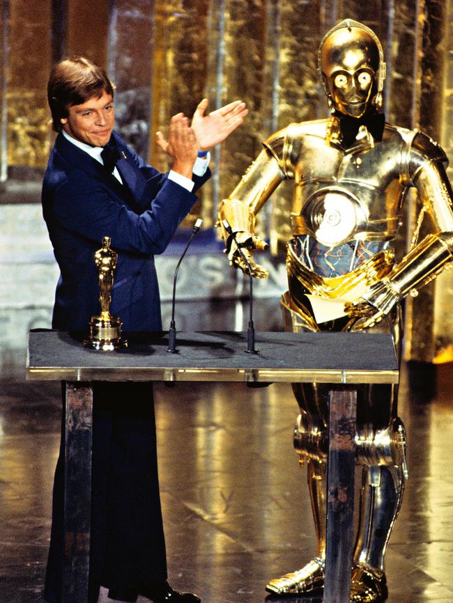 With C-3PO at the 1978 Academy Awards.