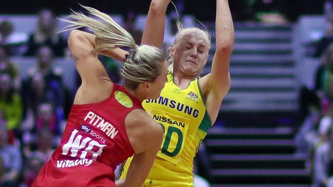 Australia’s Jo Weston getting plenty of attention from Chelsea Pitman.  