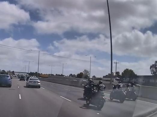 The rider was forced to dramatically swerve to avoid being assaulted and forced off his bike. Picture: Victoria Police