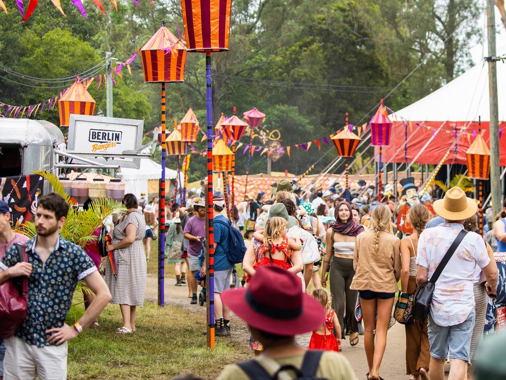 Colourful crowds on day one of the Woodford Folk Festival. Picture: Lachie Millard